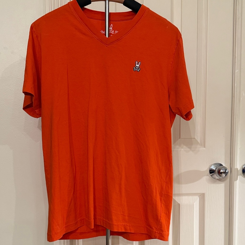 Psycho Bunny Orange V-Neck Men's Tee